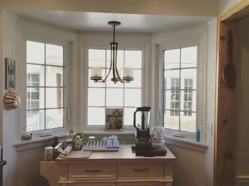 Bay window installation elmhurst interior — completed home improvement project by Durabuilt Home Improvements in the Elmhurst, Illinois area
