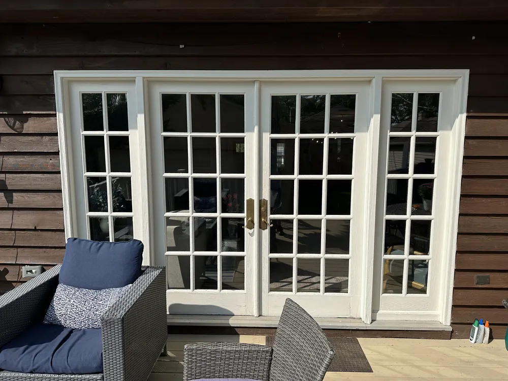 Patio door replacement elmhurst before — completed home improvement project by Durabuilt Home Improvements in the Elmhurst, Illinois area